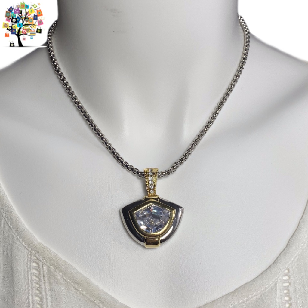 Choker Pendant Necklace White Cz 165 Chain 23$